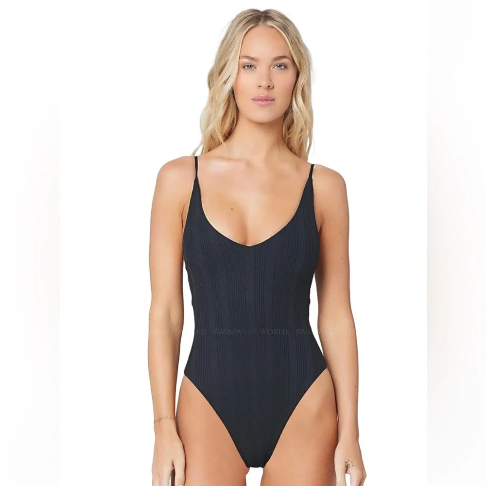 NWT Anthropologie LSpace Gianna Cutout One Piece Swimsuit Black